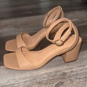 Tan Block Heel Sandals